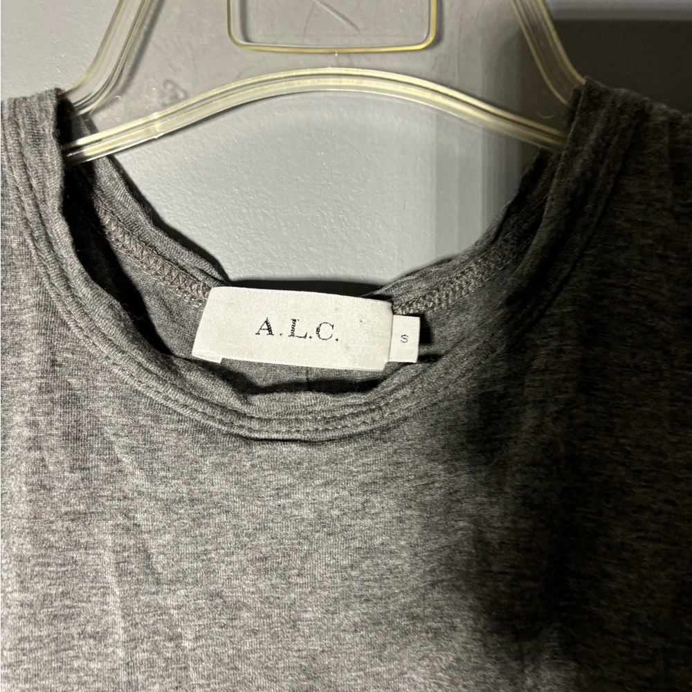 A.L.C. Sally Short Sleeved Ruched Dress in Heather Grey Size Small - Picture 4 of 5